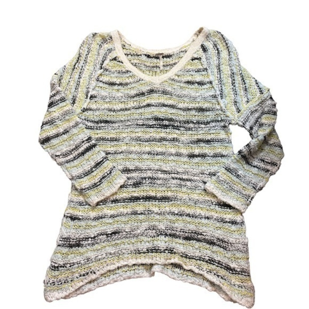 Free People Multi Colored Striped Boxy Sweater